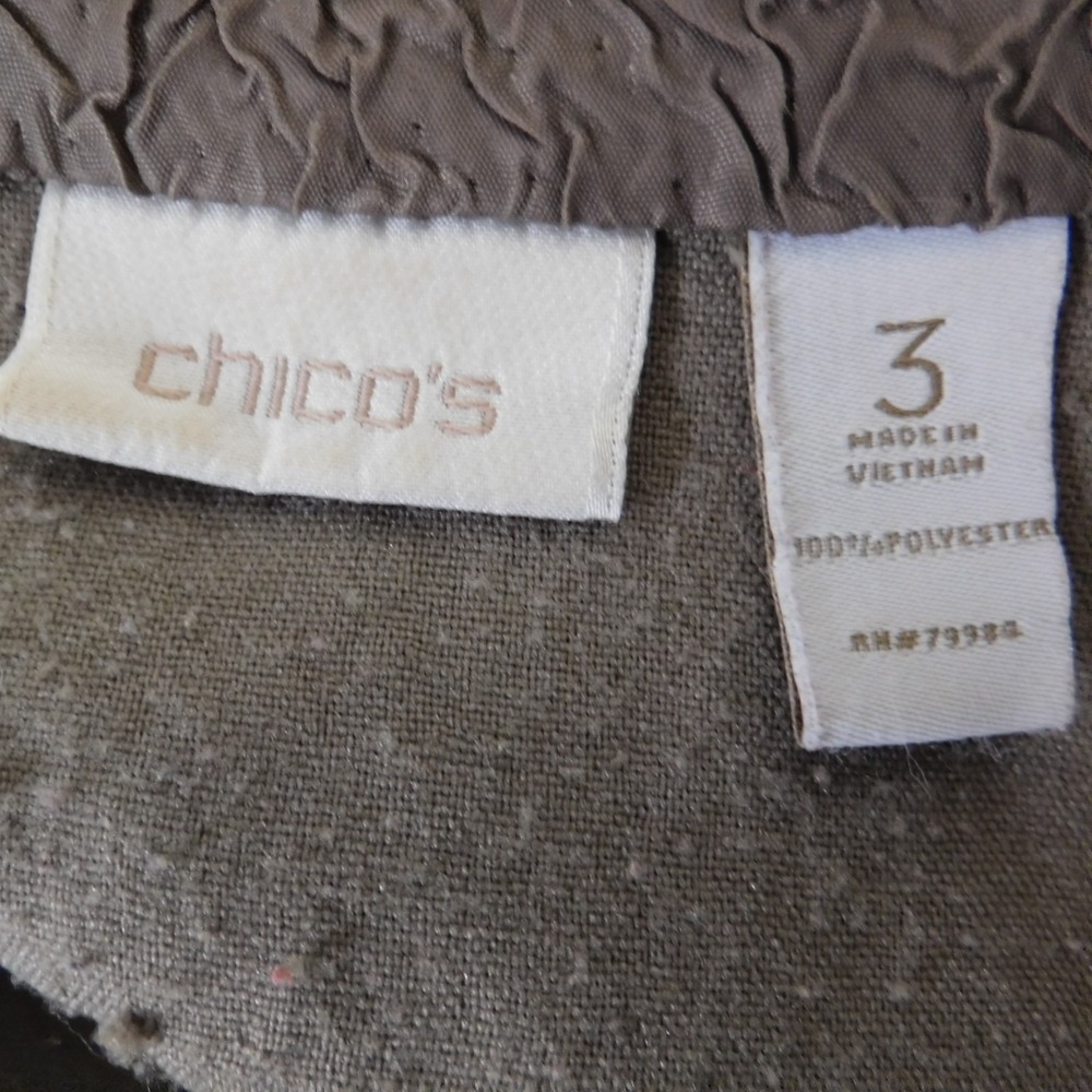 Chicos Womens Open Front‎ Jacket Blazer Taupe Shiny Krinkle Fabric Size 3 XL - Picture 4 of 5